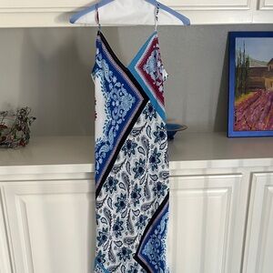 The Loft Elegant Blue and White Paisley Maxi Dress 00P